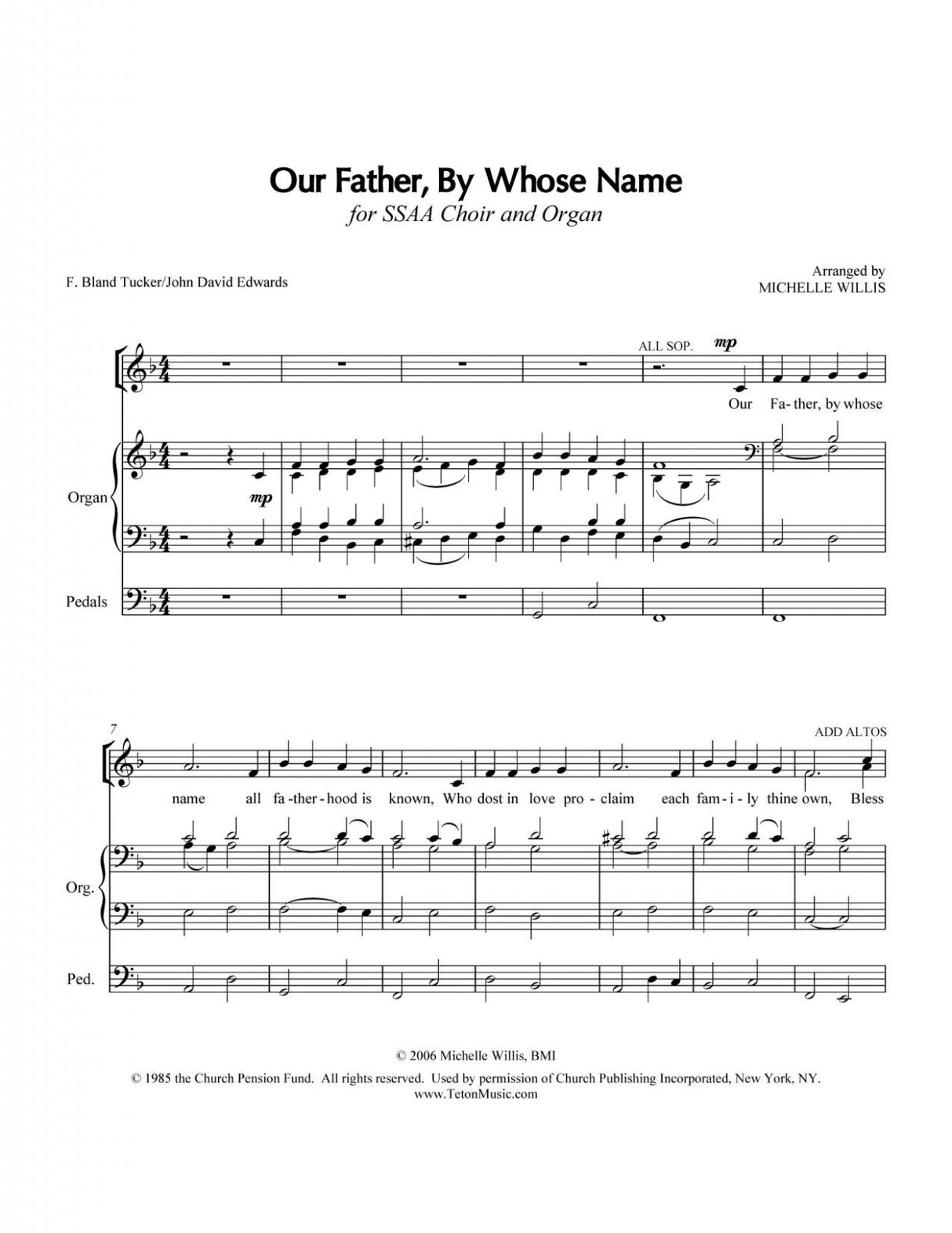 Our Father By Whose Name (SSA)