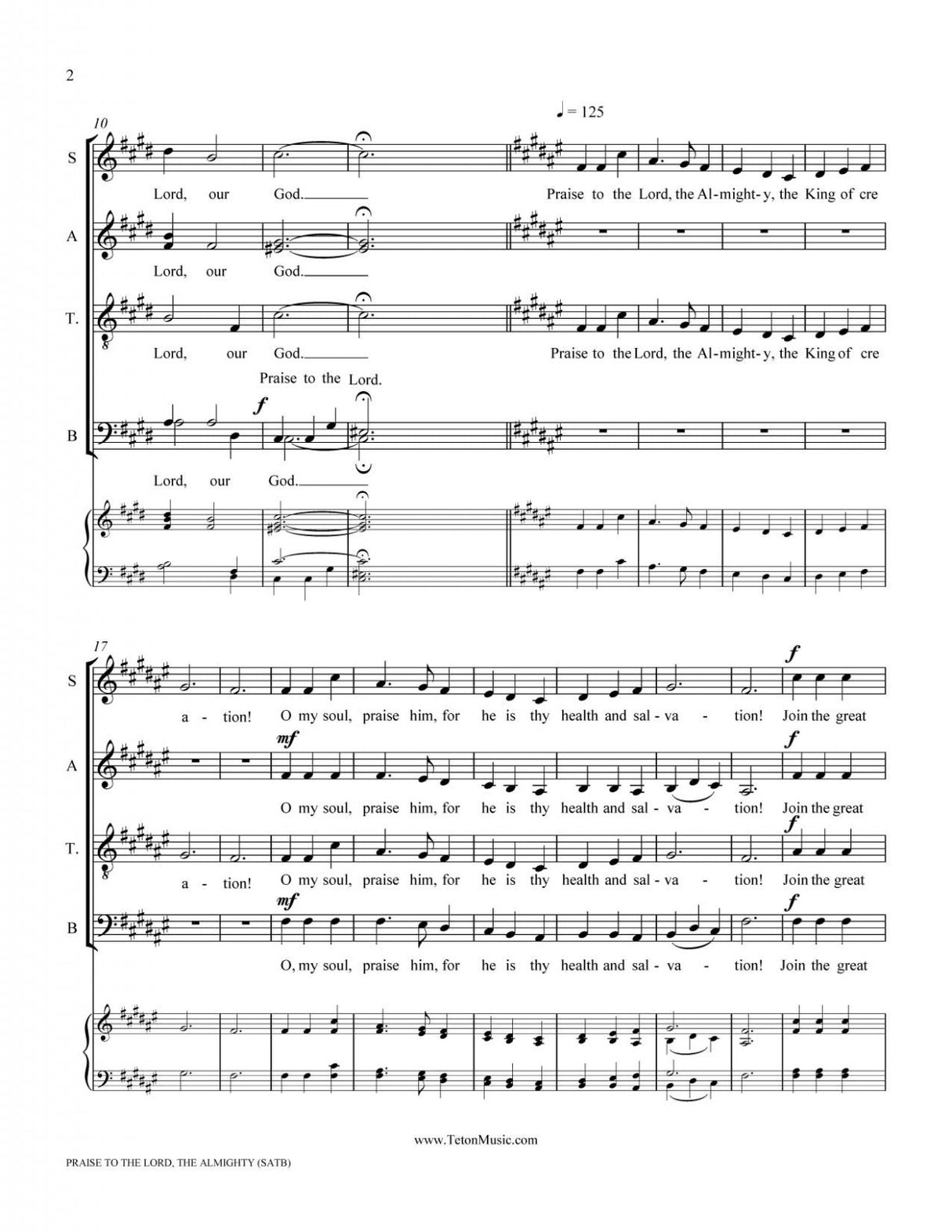 Praise to the Lord the Almighty (SATB)