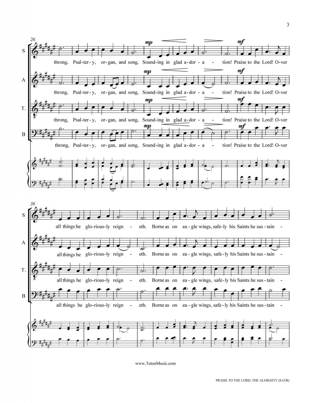 Praise to the Lord the Almighty (SATB)