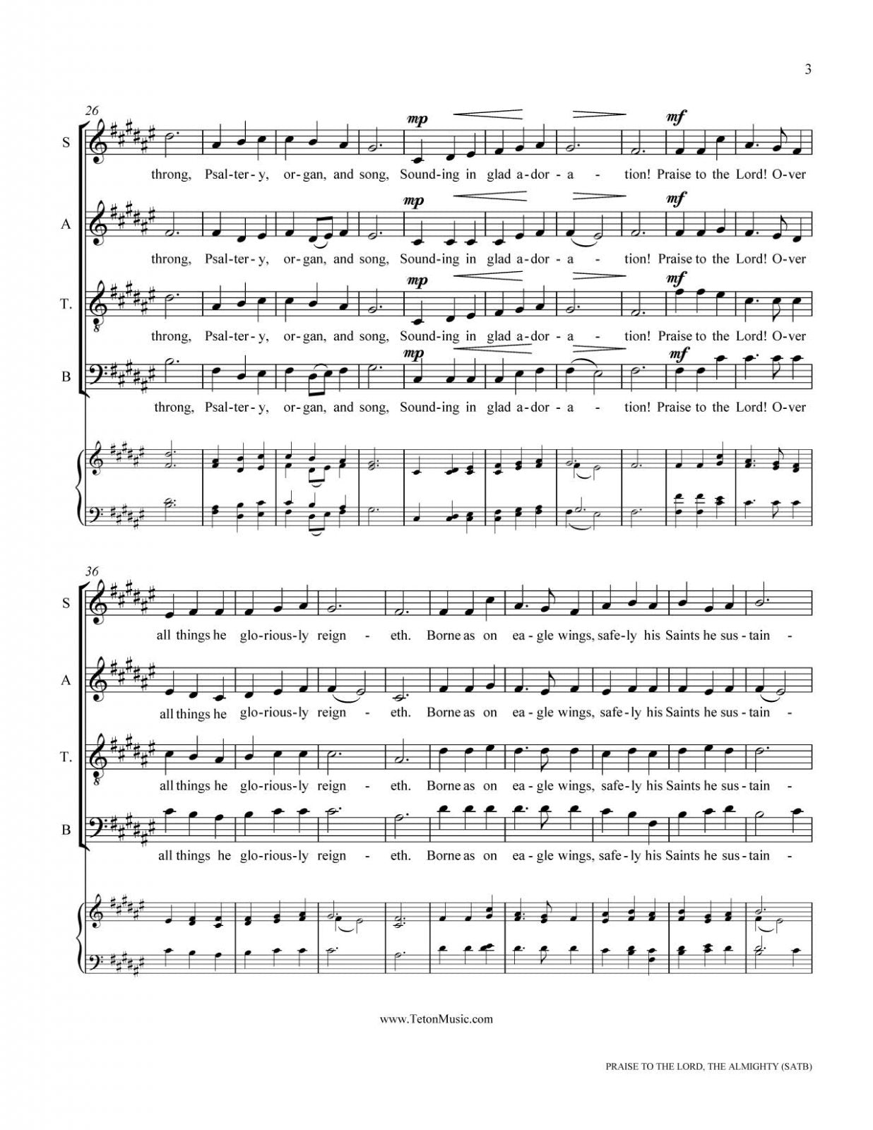 Praise to the Lord the Almighty (SATB)