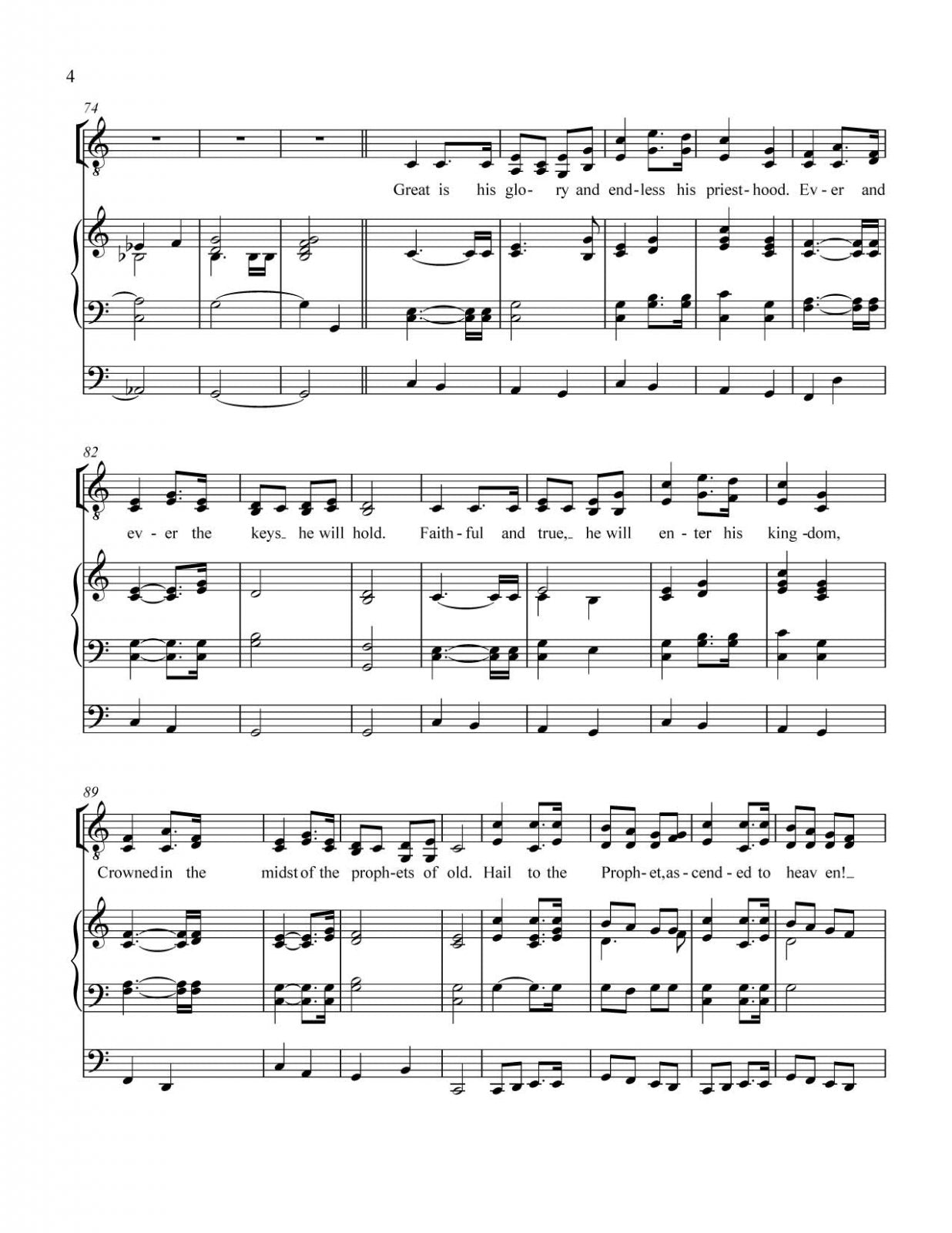 Praise to the man LDS hymn arrangement sheet music