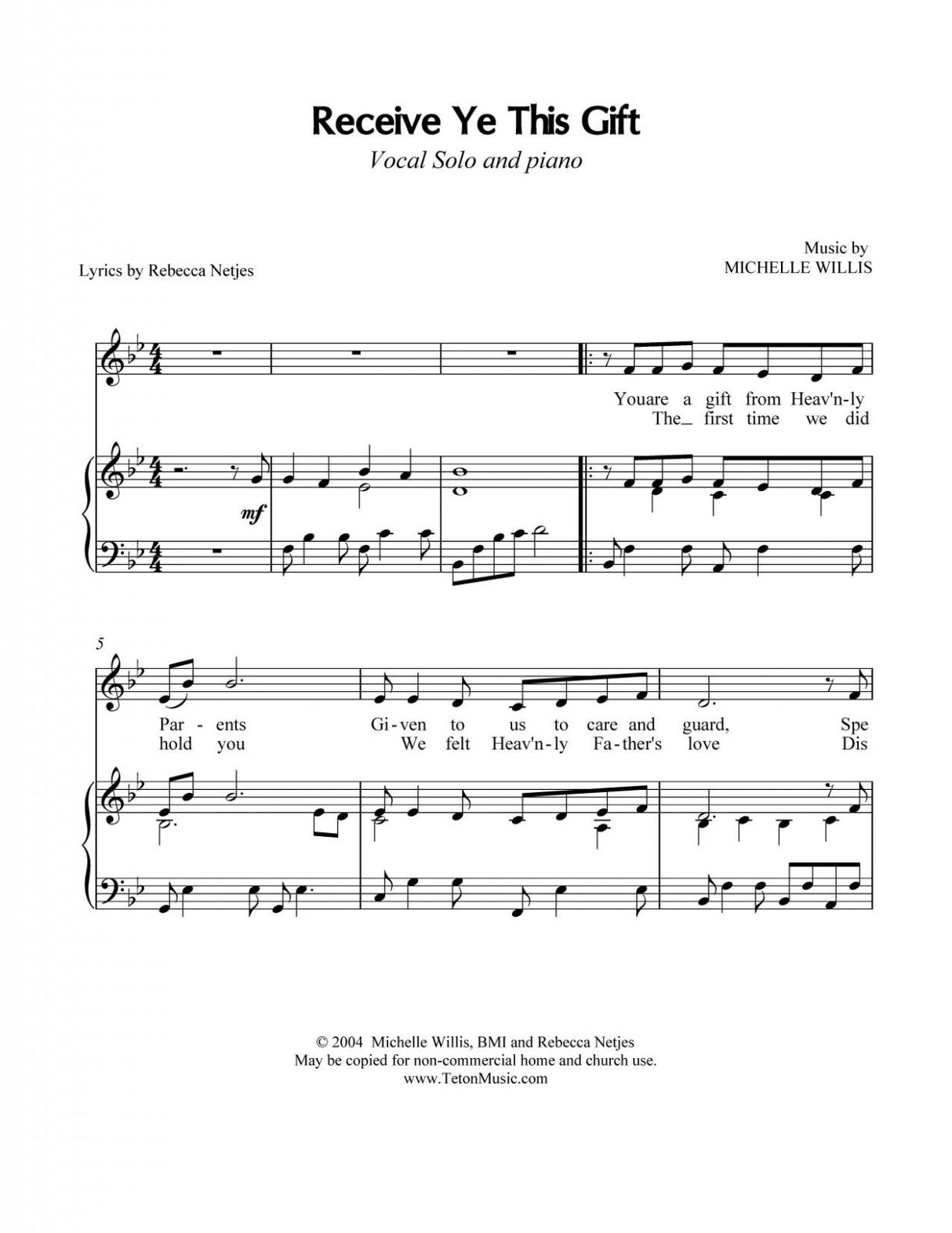 Receive Ye this Gift (Solo)