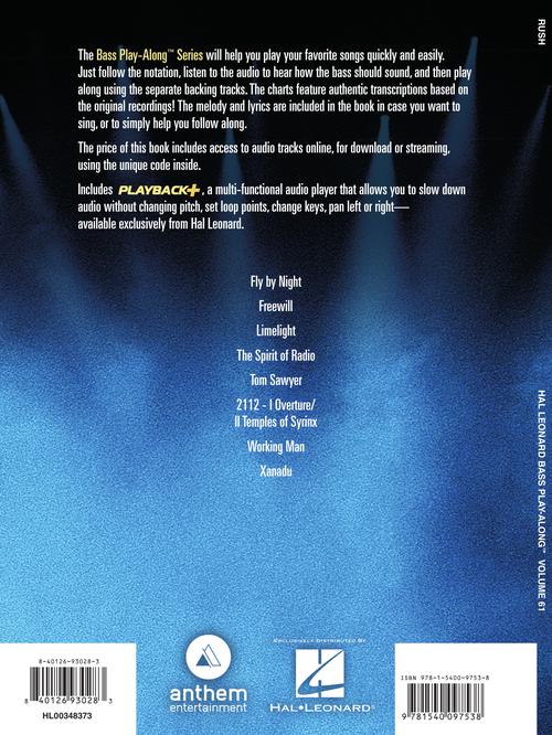 Rush Hal Leonard Bass Play-Along Volume 61