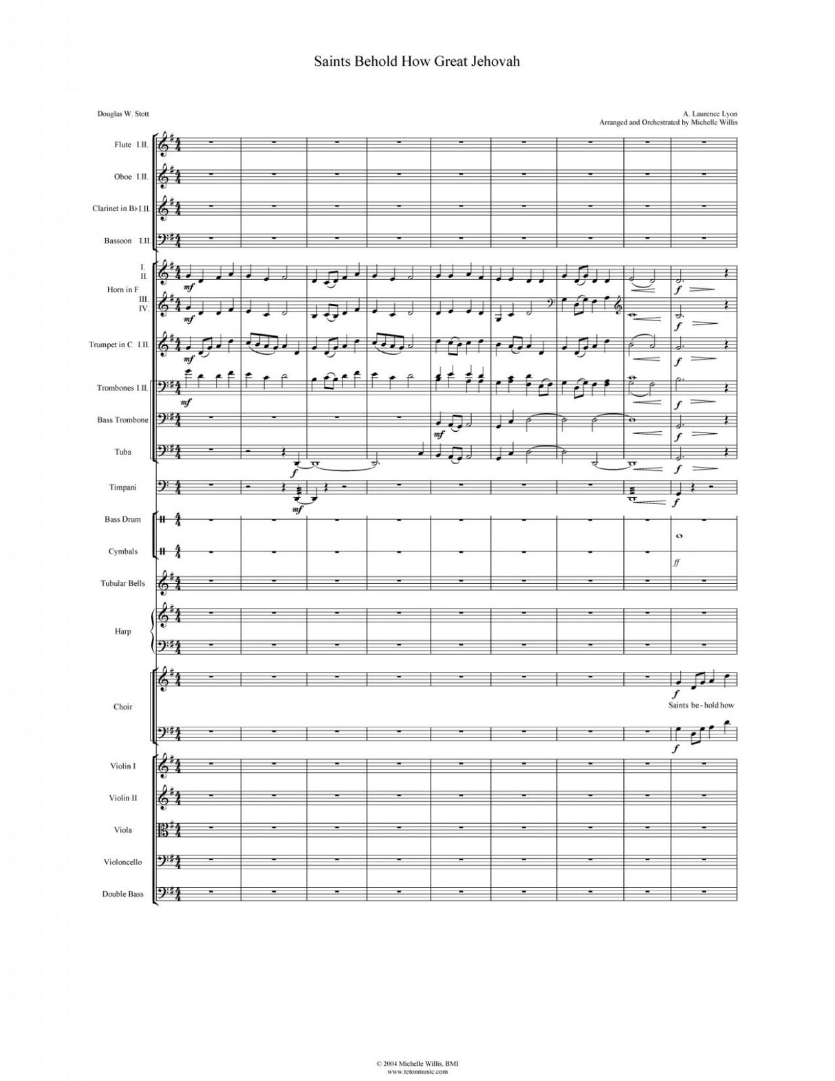Saints Behold How Great Jehovah (SATB & Orchestra)