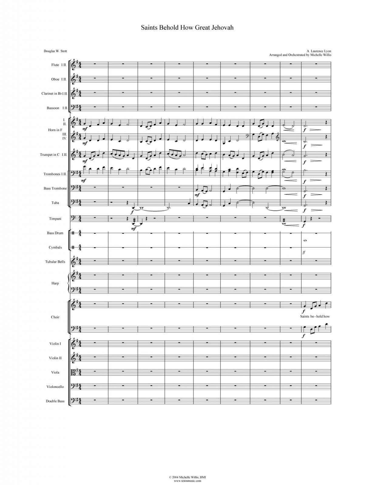 Saints Behold How Great Jehovah (SATB & Orchestra)