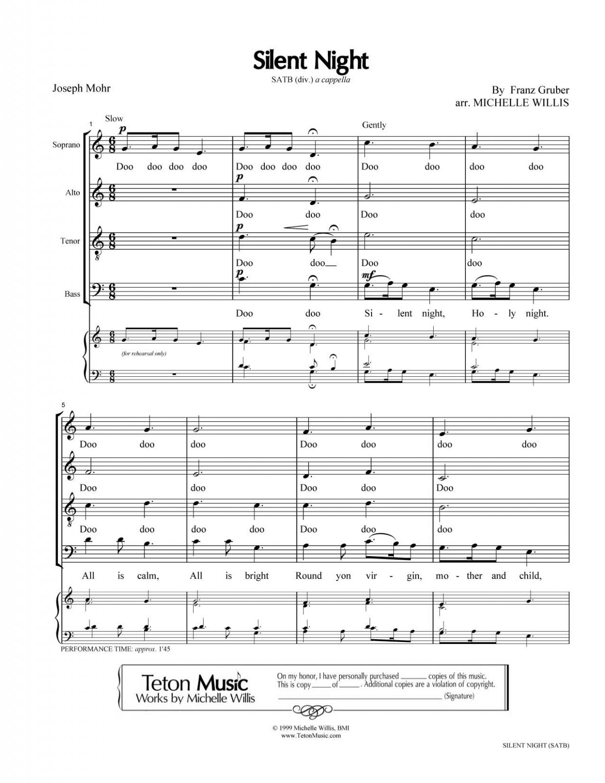 Silent night Christmas sheet music