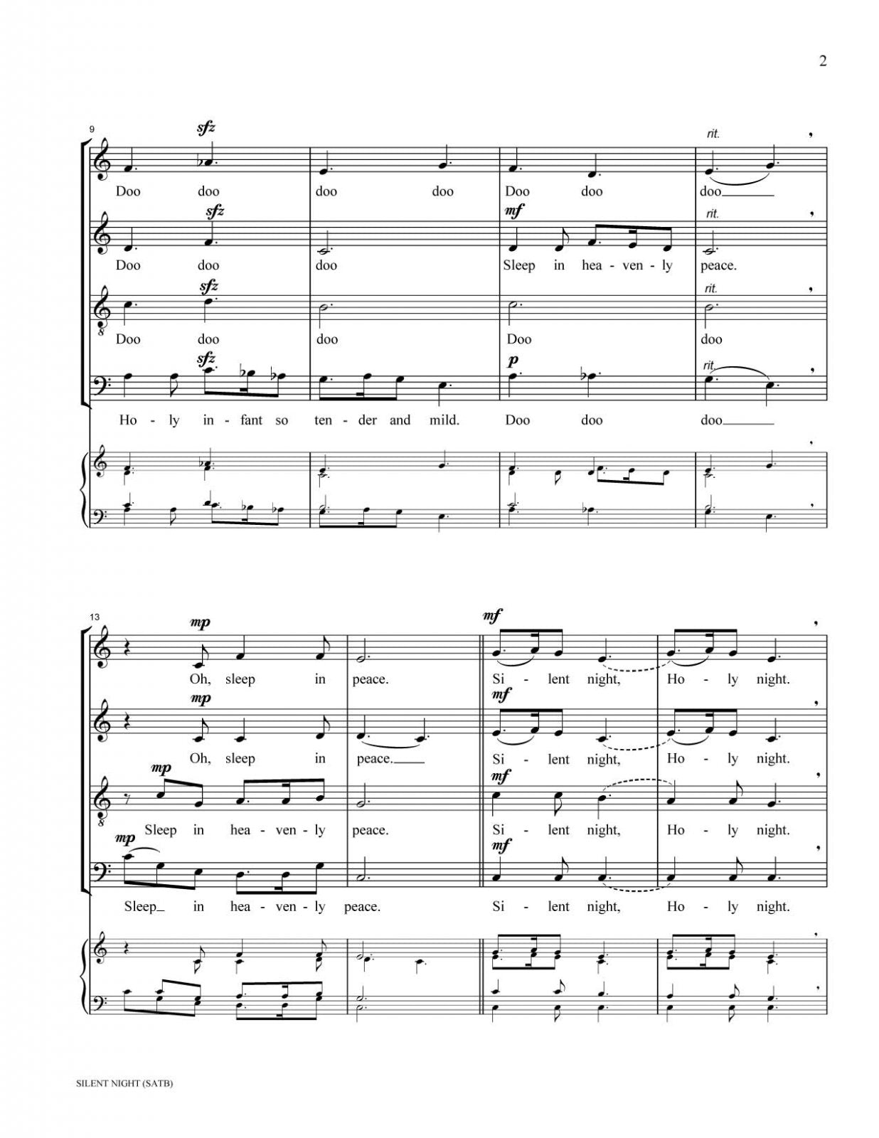 Silent night Christmas sheet music