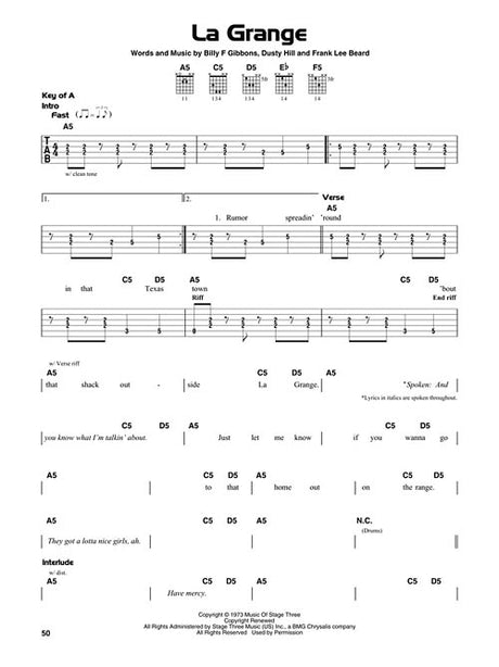 simple songs for easy guitar sheet music of la grange