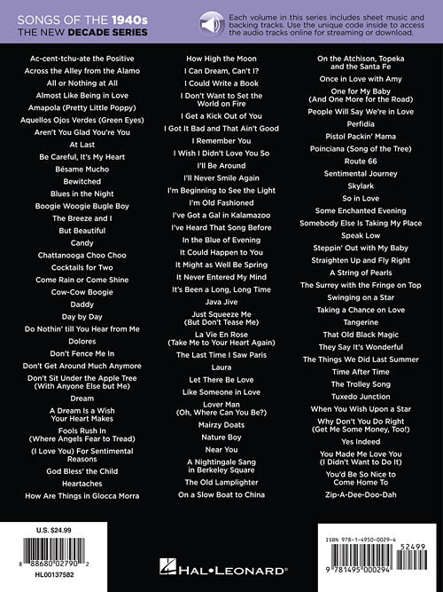 Songs of the 1940s The New Decade Series with Online Play-Along Backing Tracks