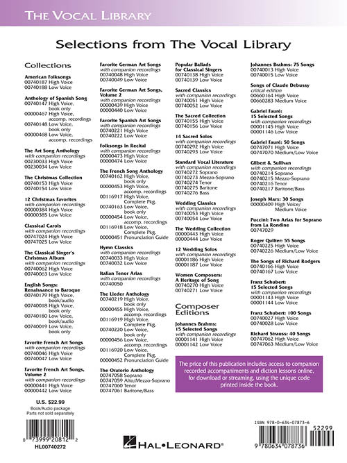 Standard Vocal Literature – An Introduction to Repertoire for Soprano