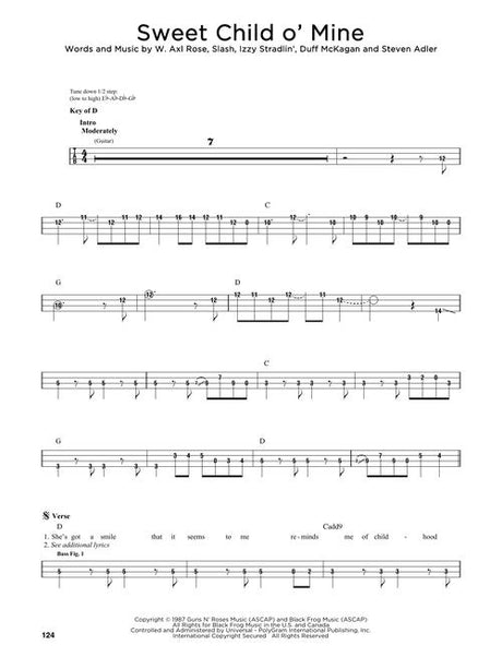 sweet child o mine sheet music for electric guitar