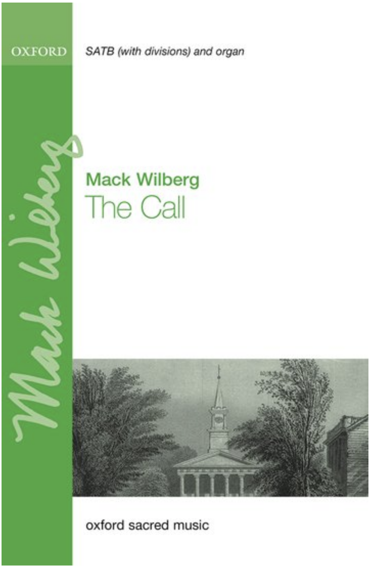 Cover of sheet music titled 'The Call' by Mack Wilberg, featuring an illustration of a church steeple and surrounding scenery.