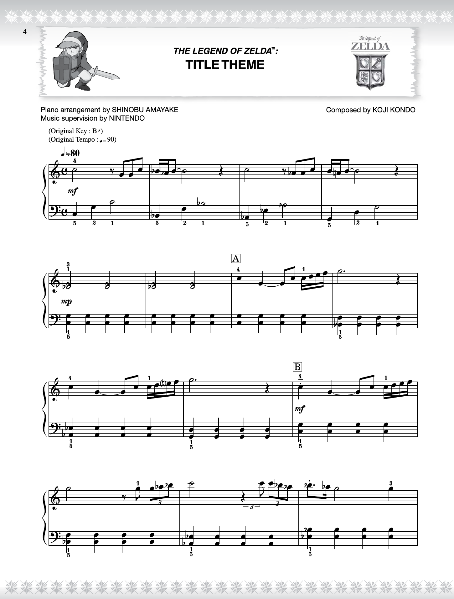 the legend of zelda piano sheet music for easy and beginners