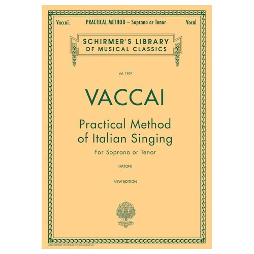 Vaccai practical singing method for vocal soprano or tenor