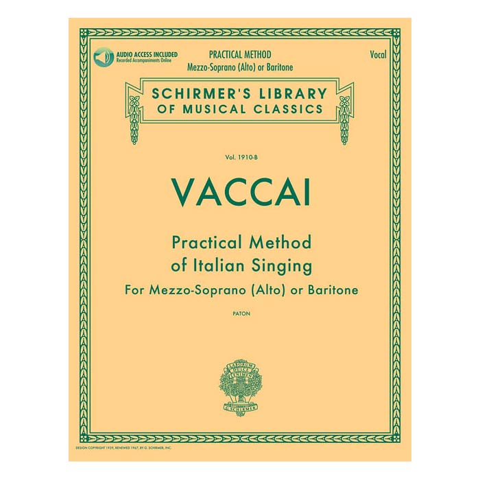 Practical Method of Italian Singing - Mezzo-Soprano (Alto) or Baritone, Book/Online Audio