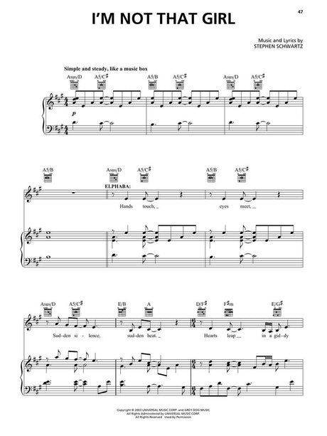 wicked sheet music from the movie piano and vocals