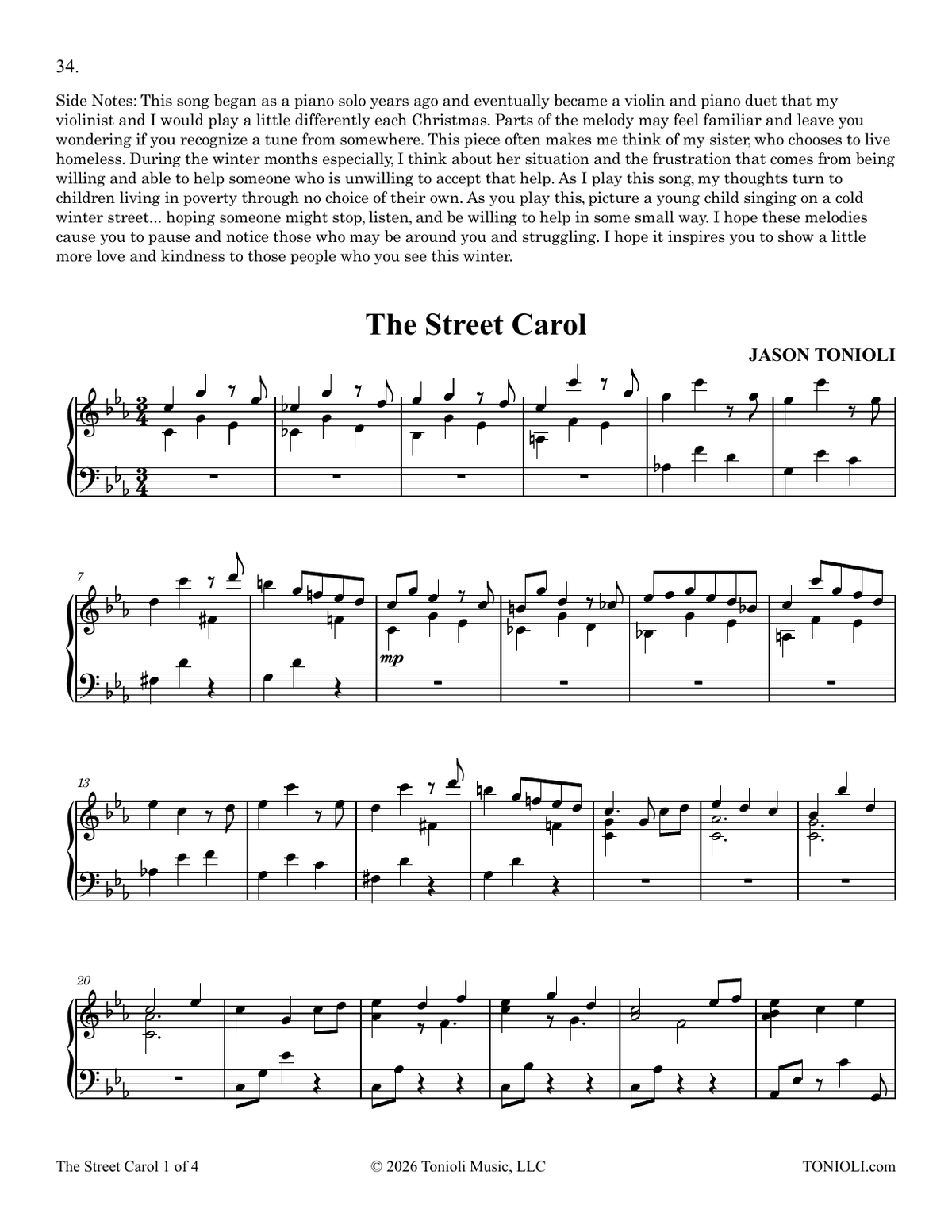 Winter Carols Piano Solo Book by Jason Tonioli – Spiral Bound Christmas Sheet Music