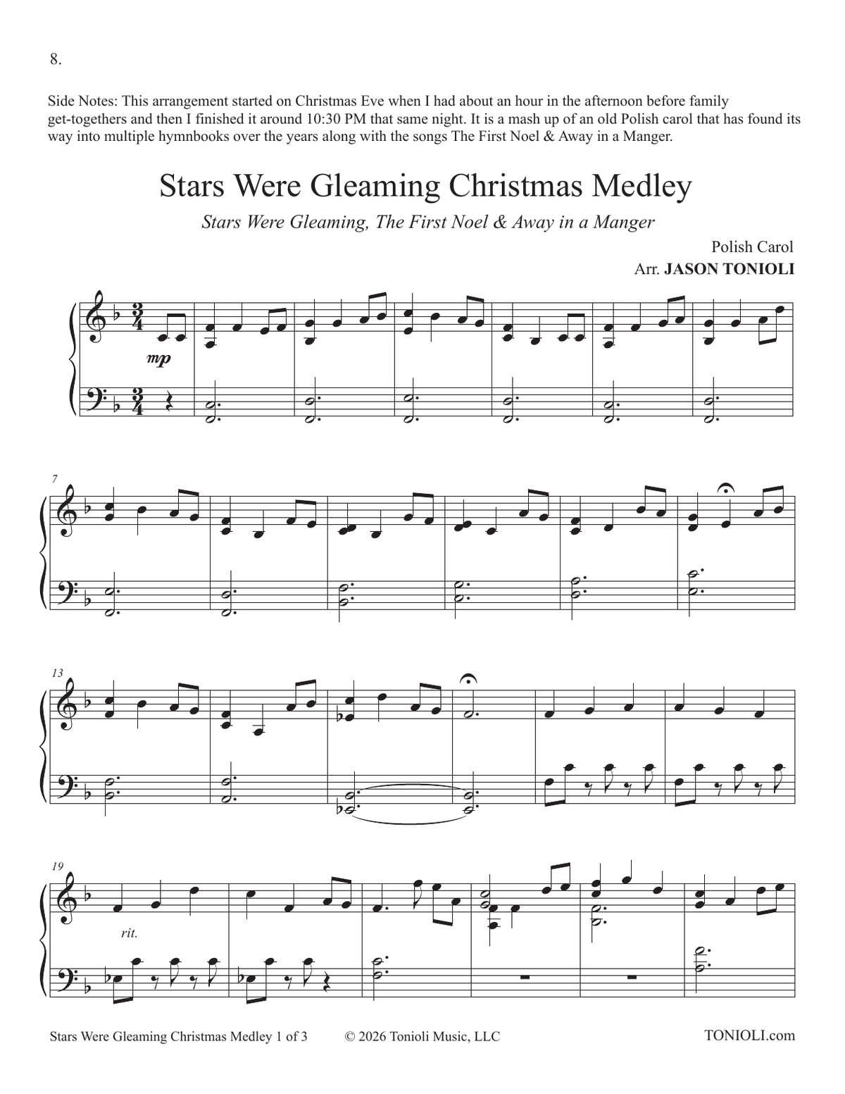 Winter Carols Piano Solo Book by Jason Tonioli – Spiral Bound Christmas Sheet Music