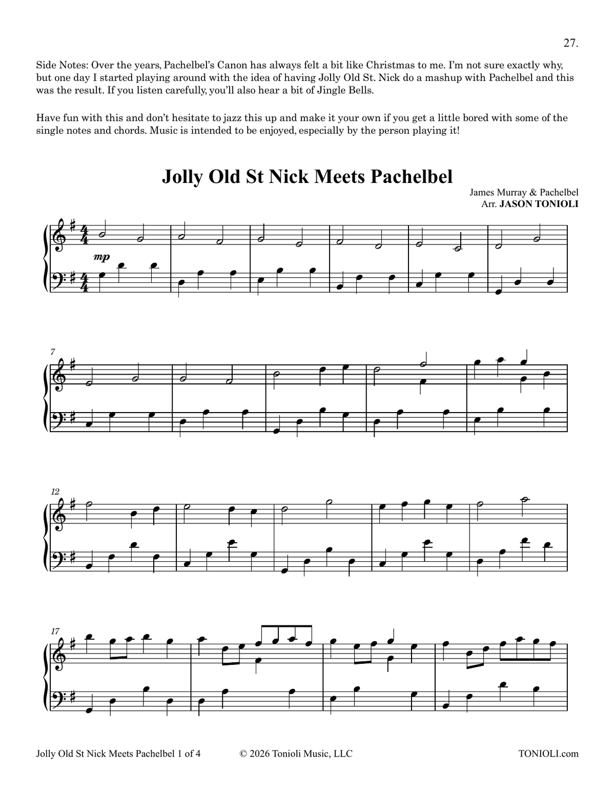 Winter Carols Piano Solo Book by Jason Tonioli – Spiral Bound Christmas Sheet Music
