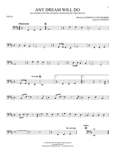 Joseph Broadway Show Cello Sheet Music