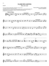 Sheet music for violin with '10,000 Reasons' by Matt Redman and Jonas Myrin on a white background.