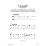 Sheet music for 'Cruella De Vil' from '101 Dalmatians' with piano notes on a white background.