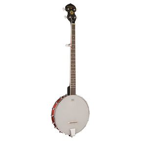 Oscar Schmidt OB3 Open Back 5 String Banjo, featuring a natural gloss finish, mahogany resonator, and a geared 5th string tuner.