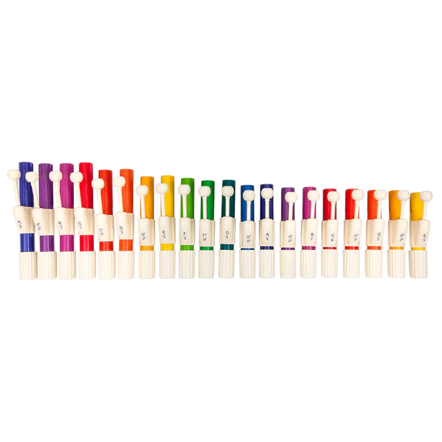 A 20 pack of chroma bells hand chimes for students