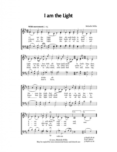 Free LDS sheet music I am the light hymn