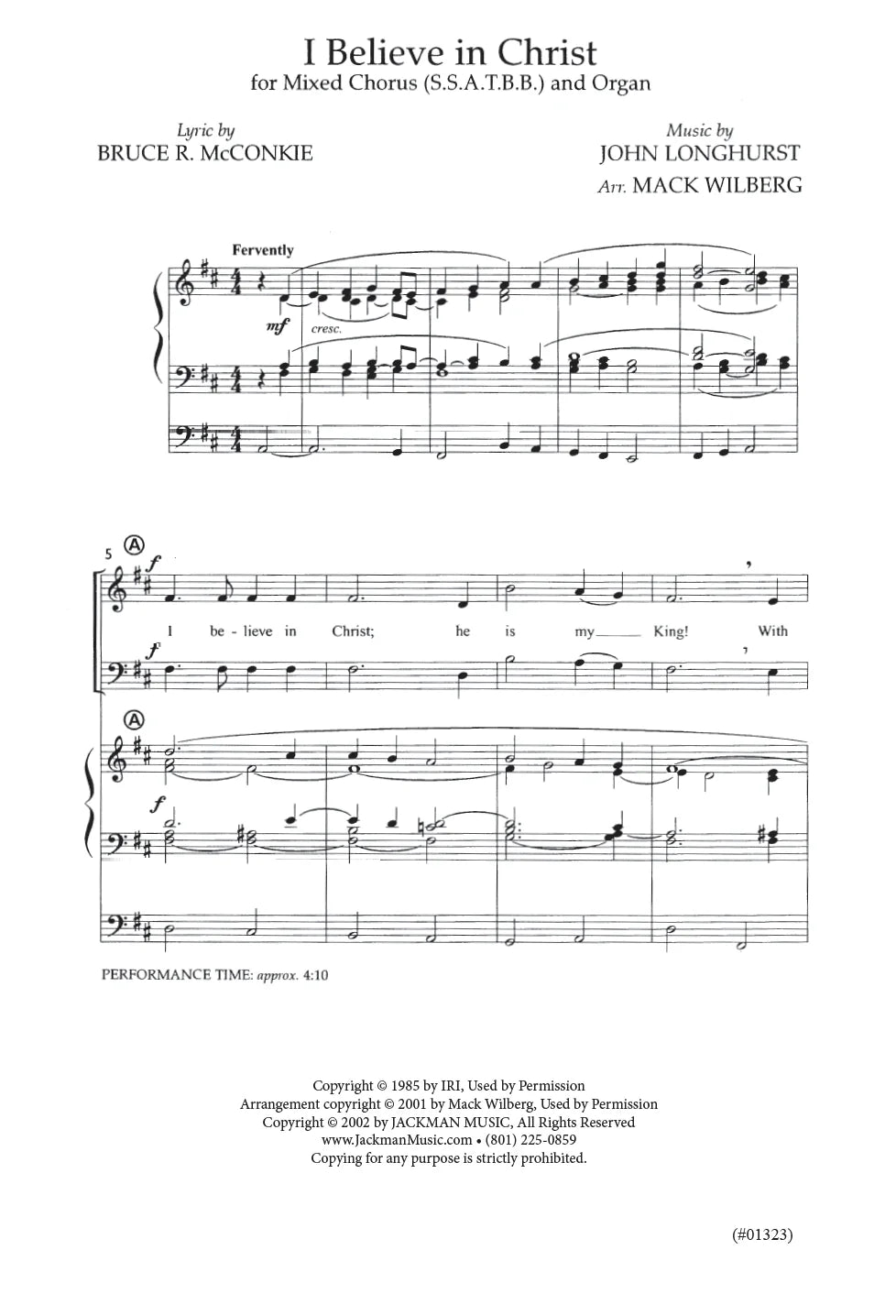 Sheet music for 'I Believe in Christ' with lyrics and musical notation.