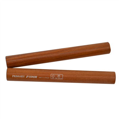 A pair of Sonor PCL 2 Primary Claves, which are wooden percussion instruments.