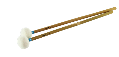A pair of medium wool bass bar mallets with bamboo shafts.