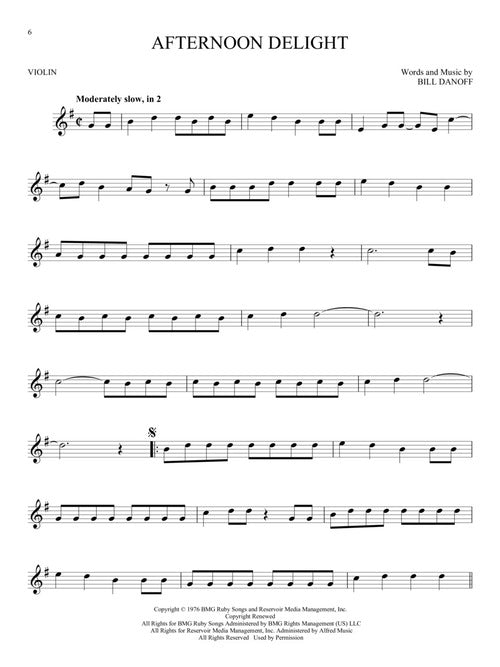 afternoon delight sheet music for violin solo