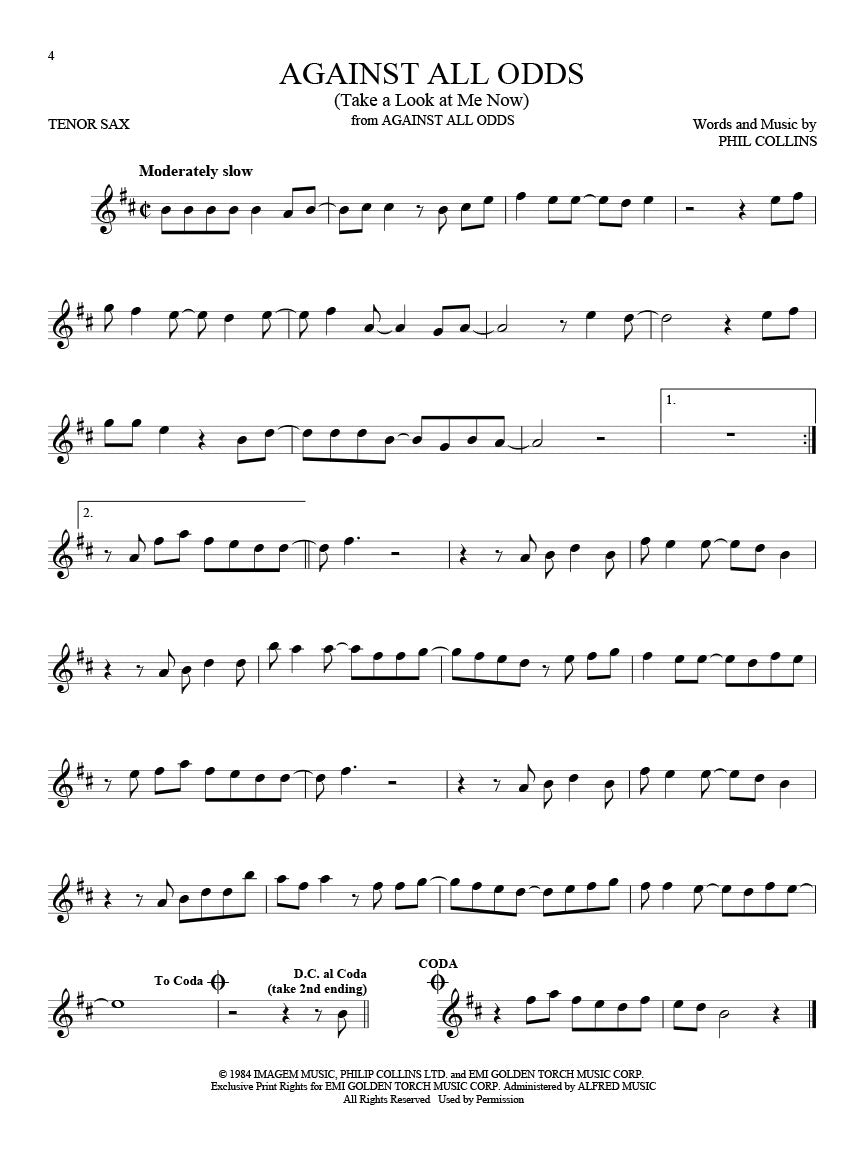 Against all odds solo for tenor sax sheet music