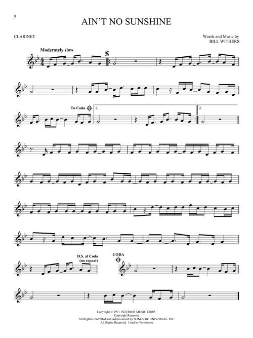 ain't no sunshine sheet music for flute