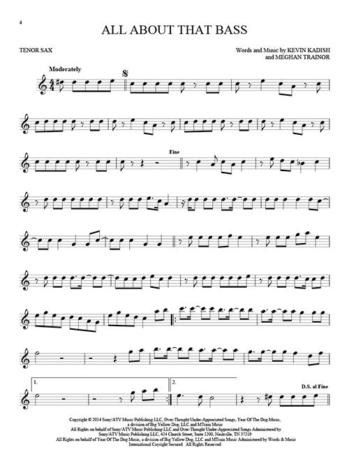 101 Hit Songs for Tenor Sax Sheet Music Book | Teton Music