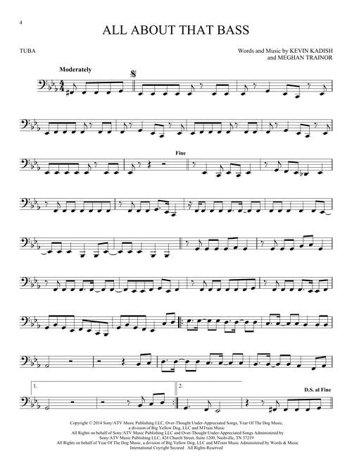 all about that bass solo for tuba sheet music