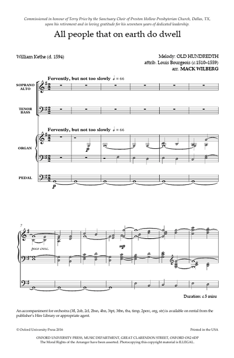 All people that on earth do dwell by Mack Wilberg Sheet music sung by the tabernacle choir