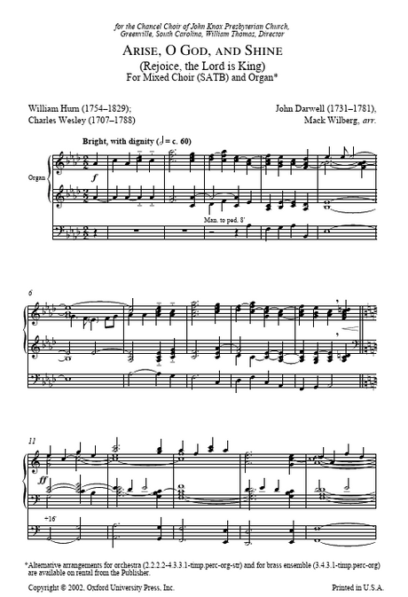 arise o god and shine sheet music by mack wilberg with tabernacle choir