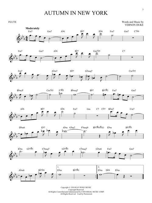 Autumn in new jork jazz song solos for flute sheet music
