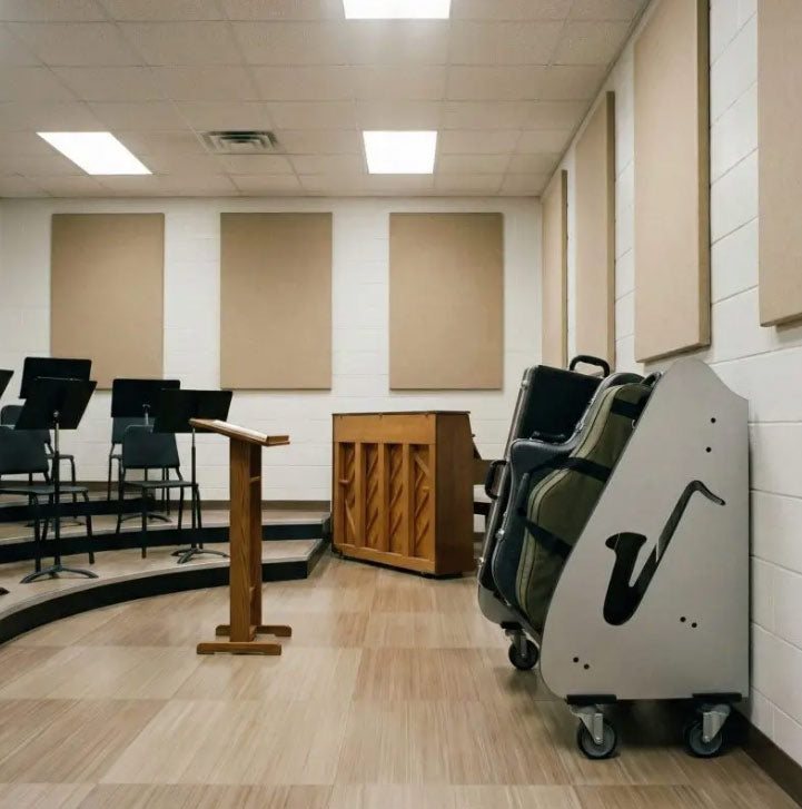 Music room with musical instruments and equipment