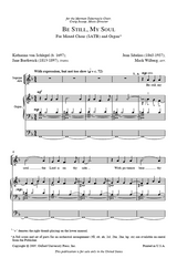 Sheet music for 'Be Still, My Soul' by Katharina von Schlegel and Jean Sibelius, arranged by Mack Wilberg.