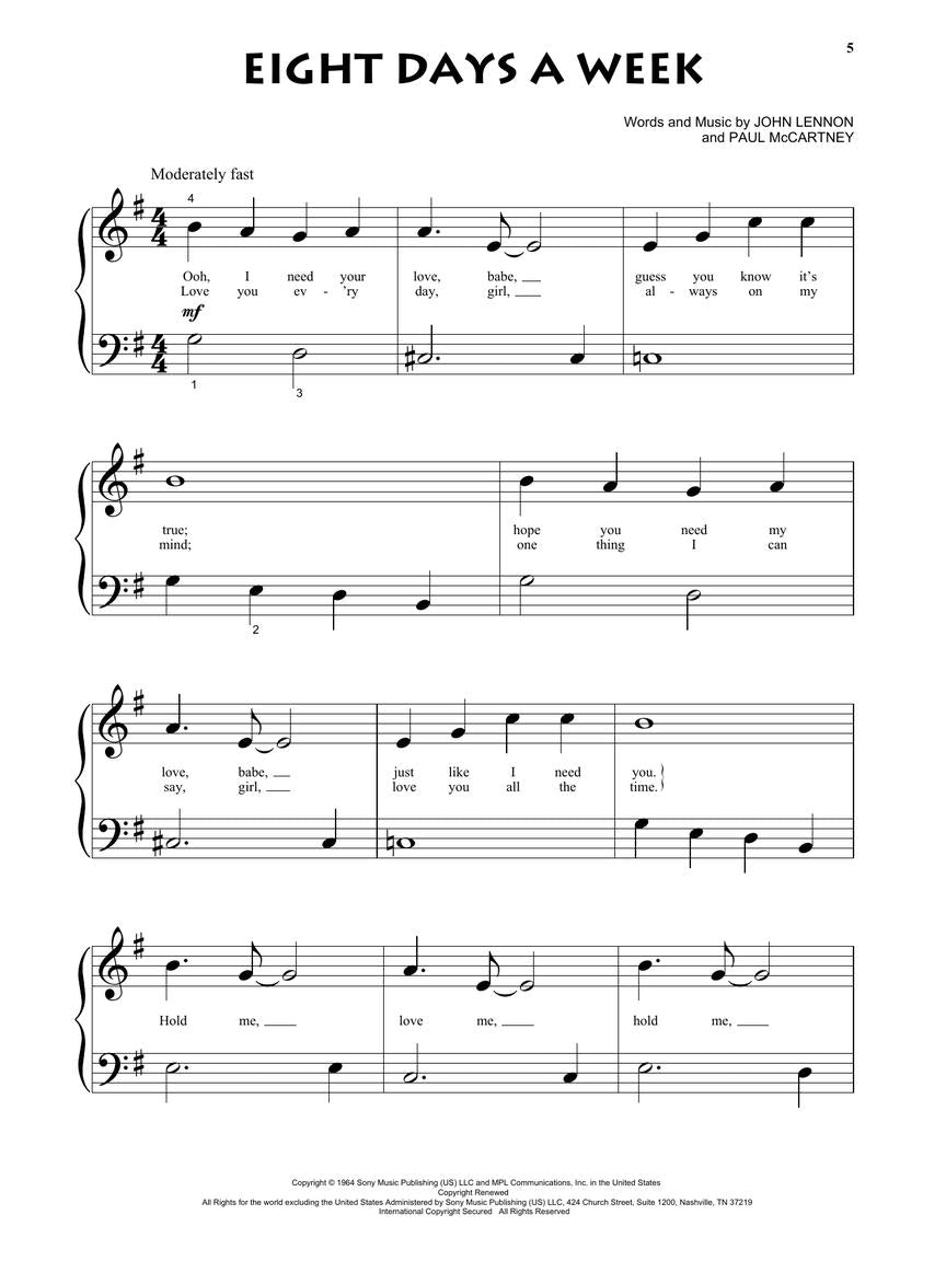 The Beatles for Beginning Piano Solo | Teton Music