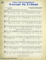 Sheet music for 'Give My Regards to George M. Cohan' with lyrics and music notation.