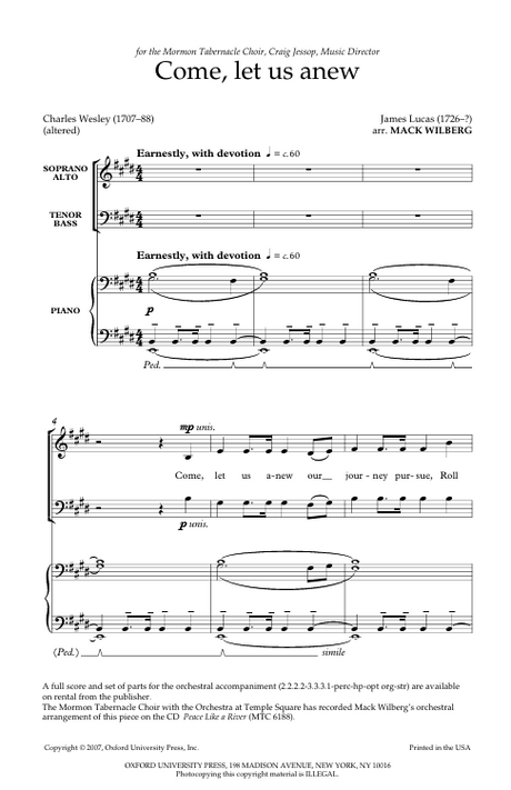come let us anew mack wilberg choir sheet music