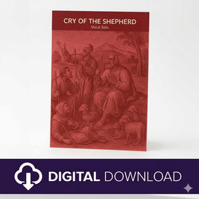 sheet music cover titled 'Cry of the Shepherd' with religious illustration on a white background