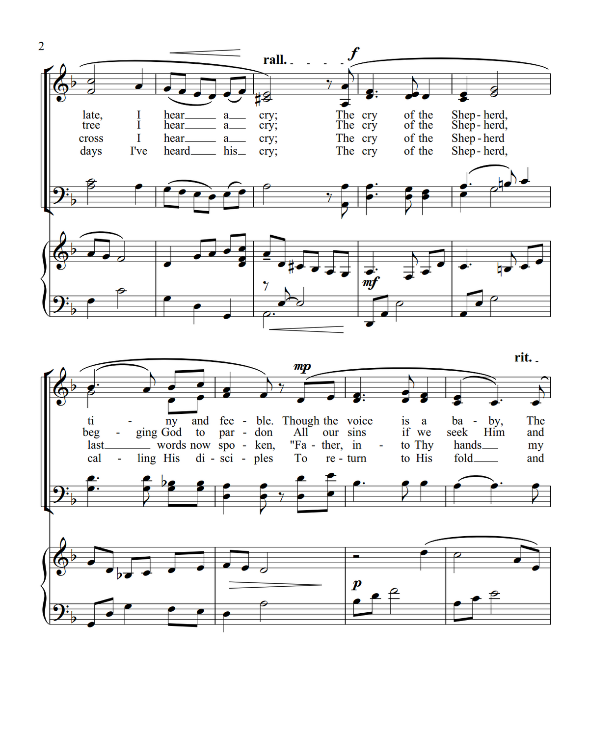 The Cry of the Shepherd (SATB)