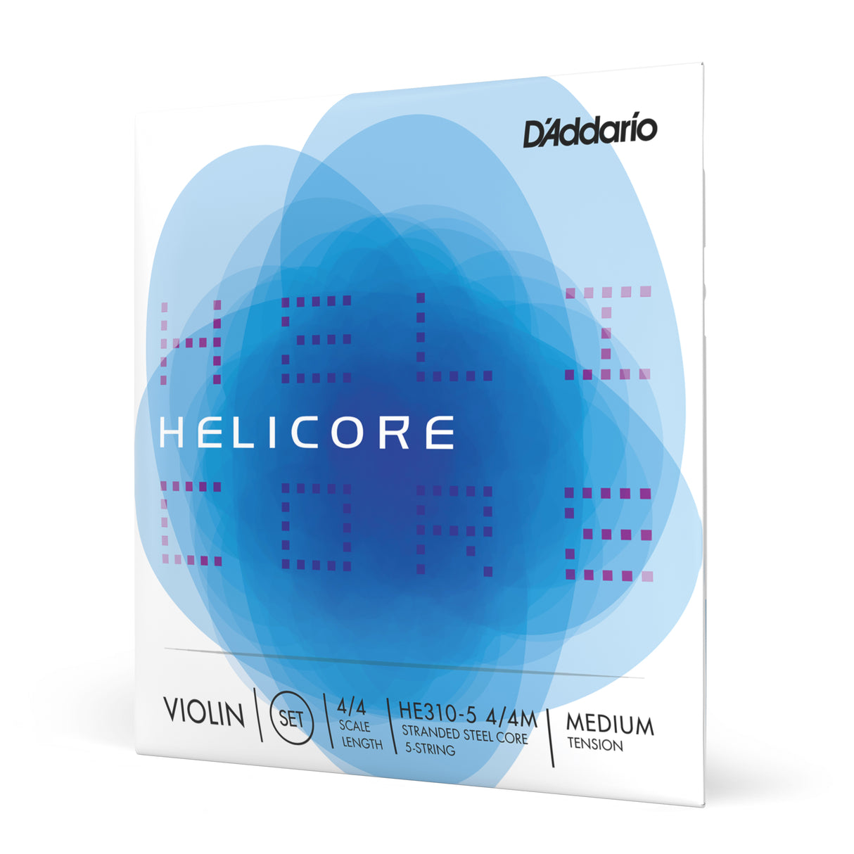 Jeu de 5 cordes pour violon D'Addario Helicore, diapason 4/4, tension moyenne