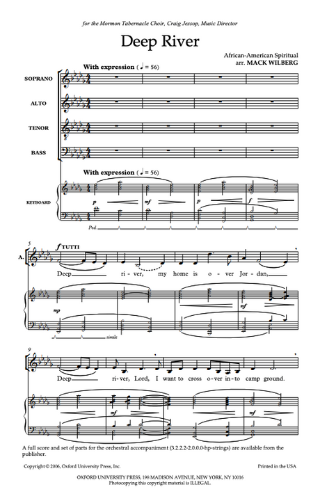 Deep river by mack wilberg for satb choir sheet music