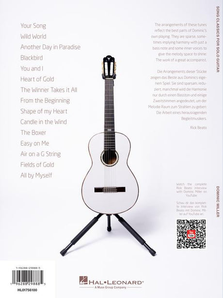 Dominic miller song classics for solo guitar sheet music book